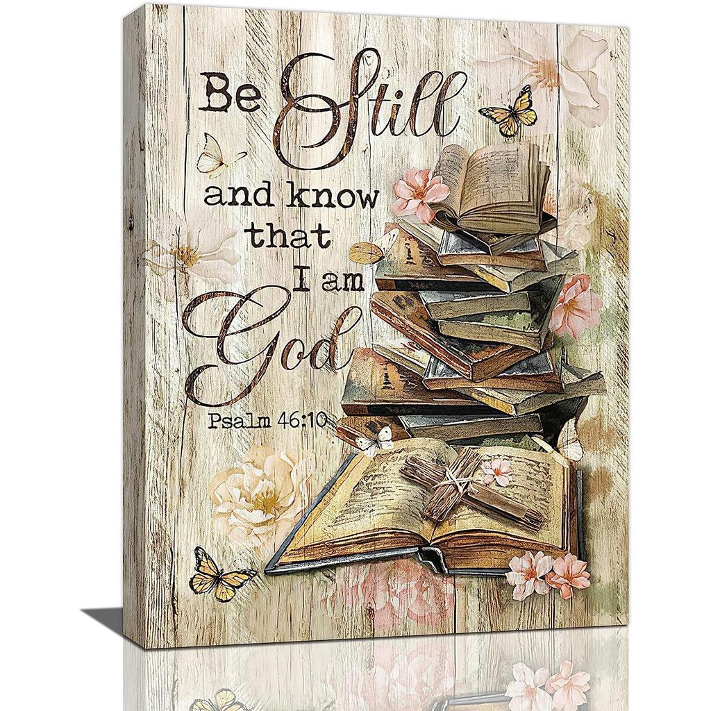 Christian Bible Verse Wall Art Rustic Christ Book โปสเตอร์ Wall Decor Farmhouse ภาพวาดผ้าใบพิมพ์ Con