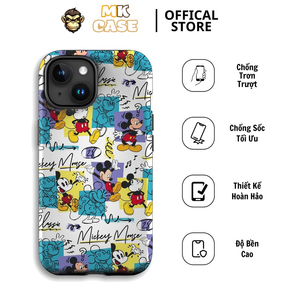 IPHONE MK CASE เคสโทรศัพท์กันกระแทกลายการ์ตูนมิกกี้เมาส์คลาสสิกหลายสีสําหรับผู้ชายและผู้หญิง