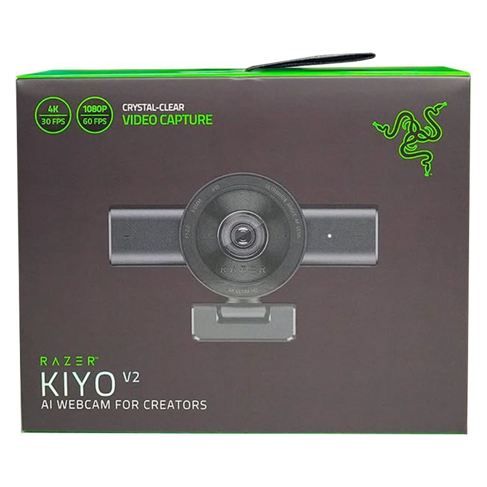 Razer Kiyo V2 (Black) 4K 30FPS AI Webcam for Streaming, RZ19-0537
