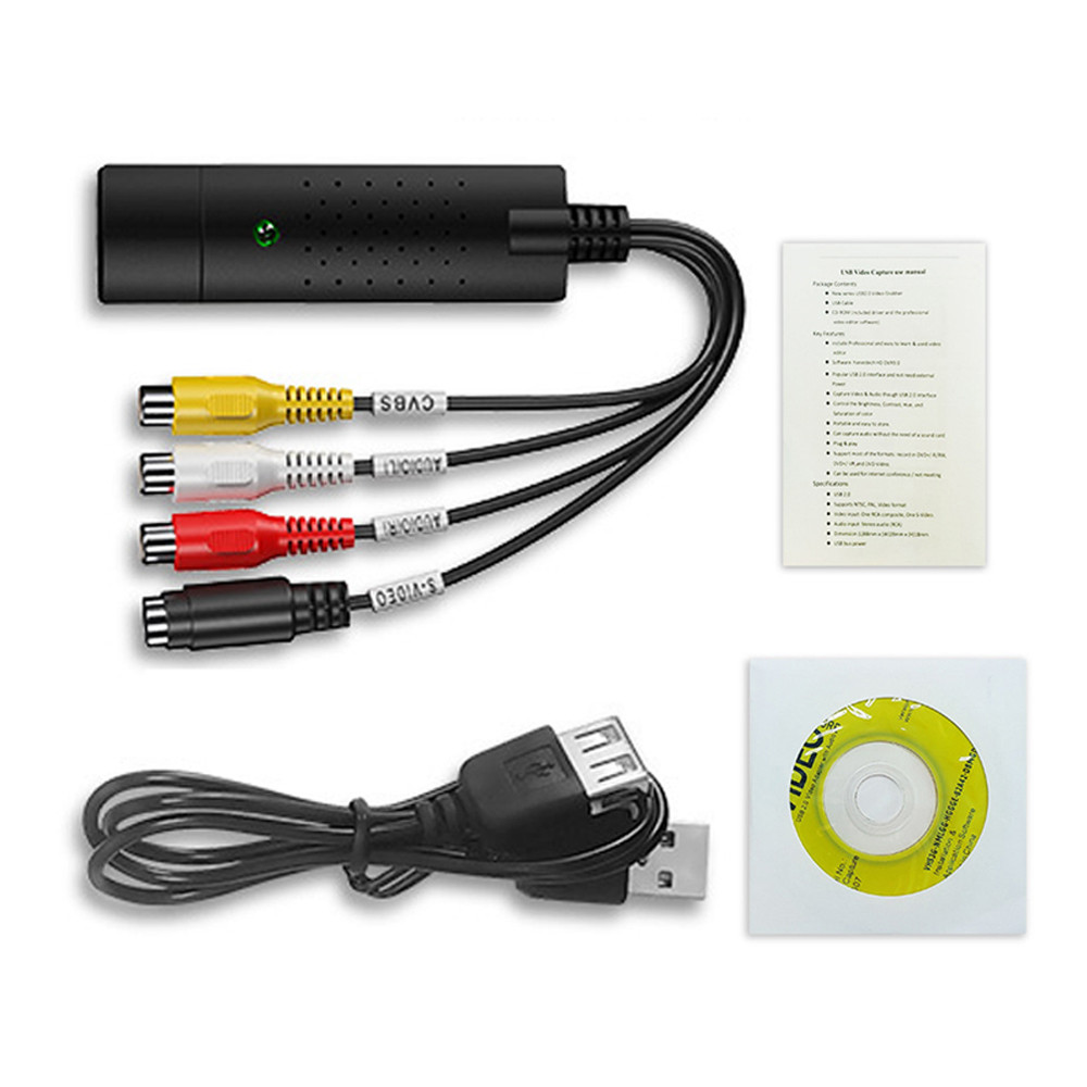 Tmaoth VHS to Digital Converter USB 2.0 Video Audio Capture Card Box VCR TV Support Win 7/8/10