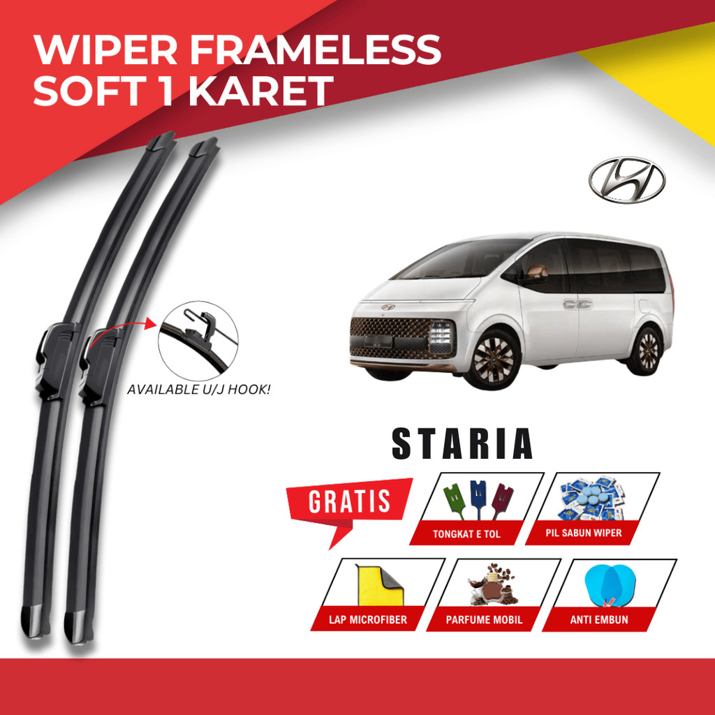 ที่ปัดน้ําฝนกระจกรถยนต์ Hyundai Staria Frameless ฟรี 5 โบนัส