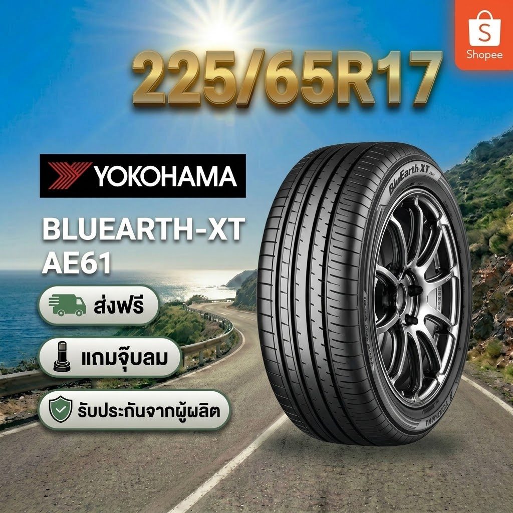 225/55R17 YOKOHAMABlueEarth AE61 ยางใหม่ 1 เส้น ปี 2026