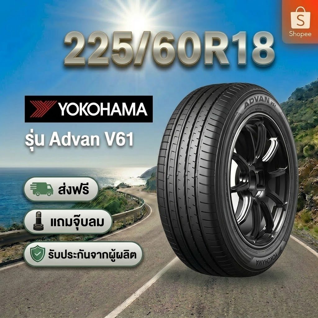 225/60R18 YOKOHAMA Advan V61 ยางใหม่ 1 เส้น ปี 2026