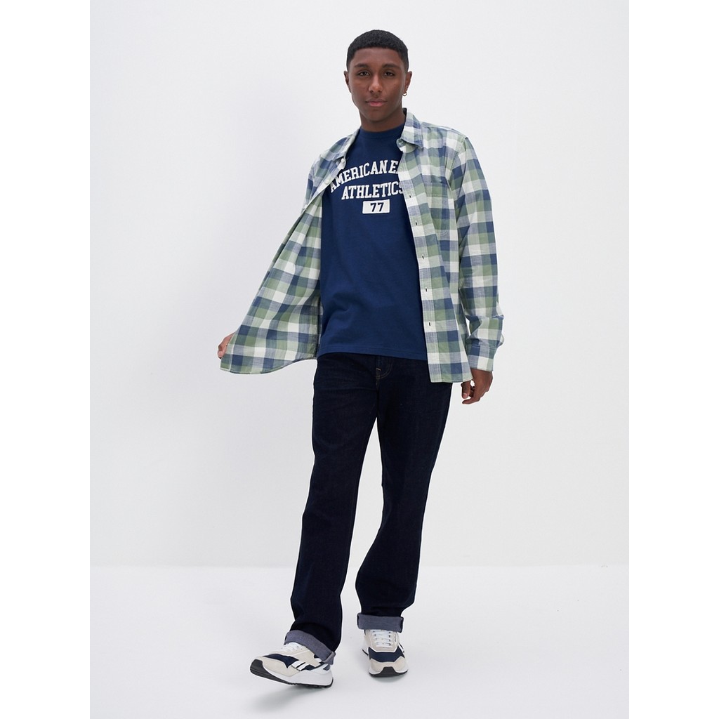 American Eagle เสื้อยืดผู้ชาย G ELEV INTL SS SET IN TEE- PC DYE + SERIOUSLY SOFT สี NAVY - 017-2767-