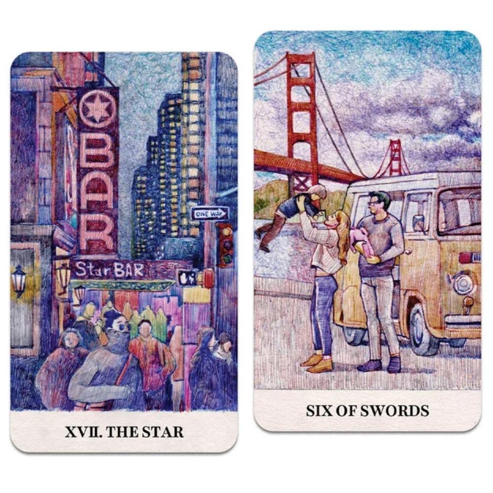 12*7ซม. City Labyrinth Tarot, 78 ใบ Tarot Deck | Indy Tarot Pen วาดเกี่ยวกับ Life In New York In The Early 2000s ราคา ถูกที่สุด ดีลบีเคเค แกลเลอรีภาพที่ 5