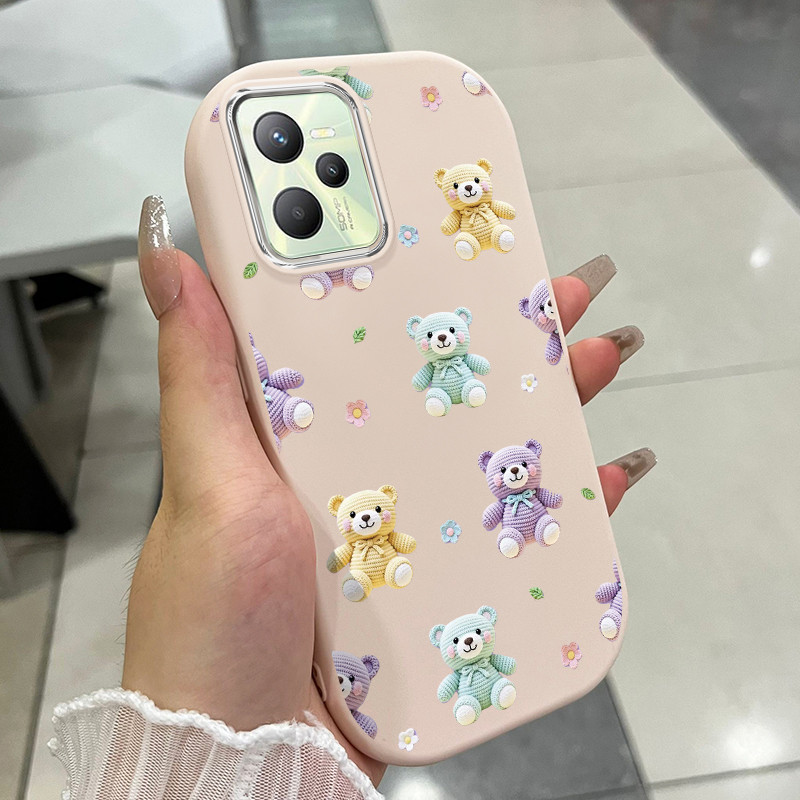 เคสสำหรับ Realme C35 Narzo 50A Prime เคสโทรศัพท์หมีแมวขนมหวานกันกระแทกกลมและอ้วน