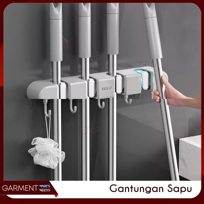 GUNDAN WALL BROOM HANGERS MOP HOLDER 3 4 ตะขอ MOP BROOM HOLDER ยาง CLAMP ปลอดภัย PRIVACY