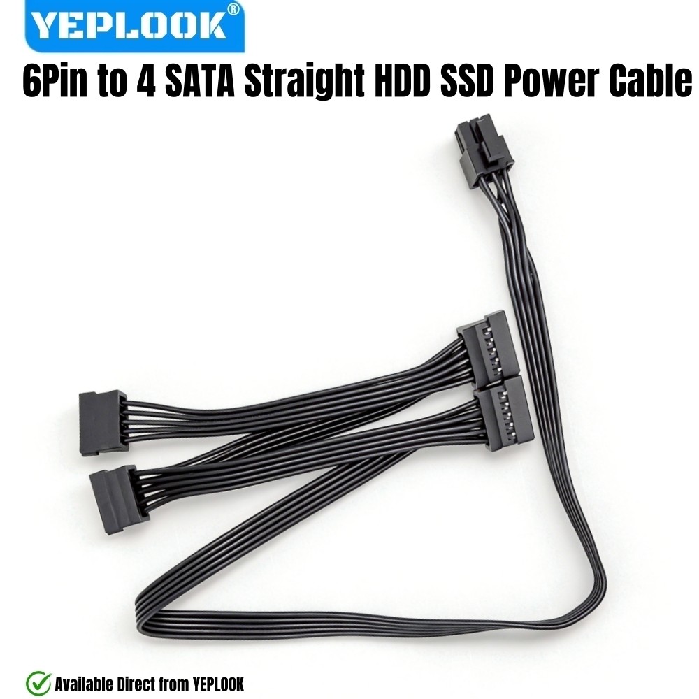 YEPLOOK 6Pin ถึง 4x SATA ตรง, SSD HDD สายไฟสําหรับ Corsair CX750, CX650, CX600, CX550, CX500, CX450,