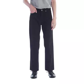 HARA HMR1-9115-02 Super Black Regular Fit Jeans กางเกงยีนส์ ซุปเปอร์แบล๊ค ด้ายดำ ขากระบอก 8.5 นิ้ว Super Black Classic
