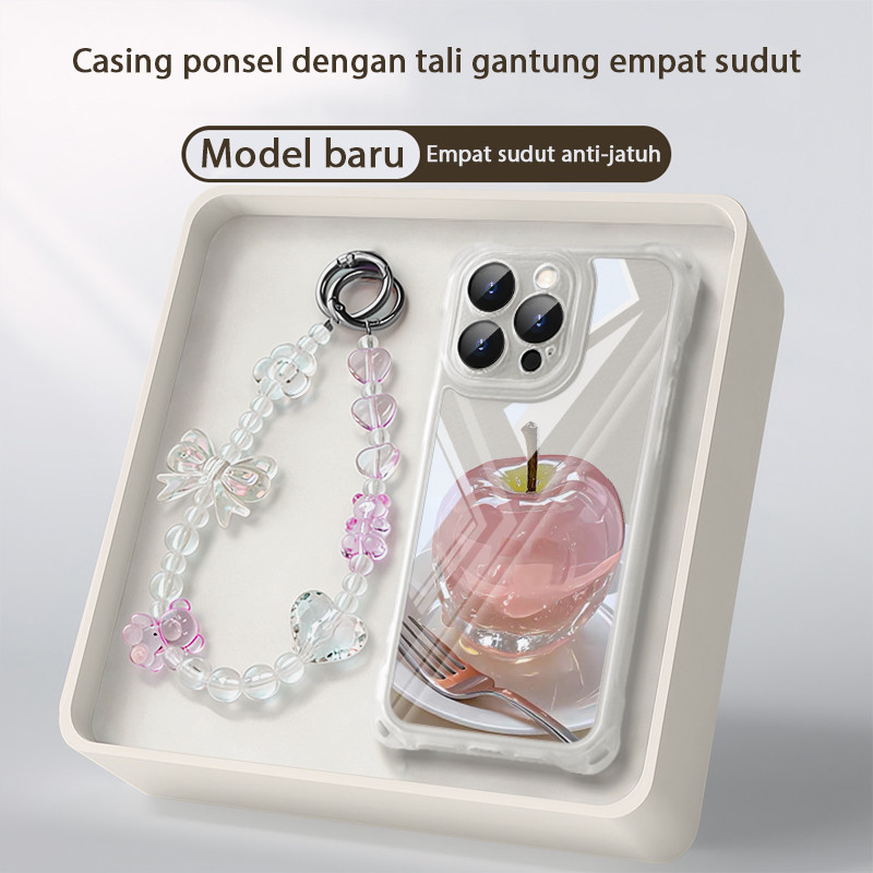 HP GANTUNGAN Apple Crystal Phone Lanyard สําหรับเคสโทรศัพท์แบบนุ่ม Infinix Smart 10 9 8 Tecno Spark 