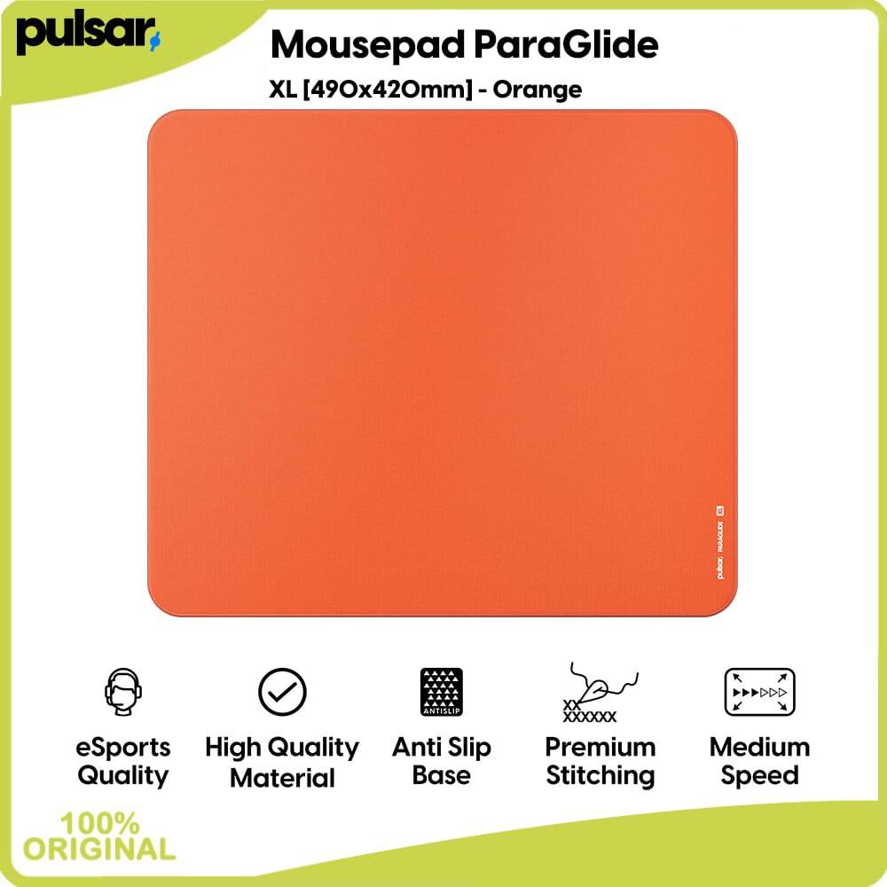 Pulsar Gaming Mousepad ParaGlide Size XL [490x420mm] สีส้ม Professional Anti Slip Esports Deskmat ผ้