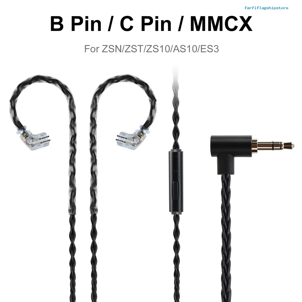 (Farfiflag) JCALLY สายหูฟังถักทองแดงทนต่อการสึกหรอพร้อมพิน B/C/MMCX