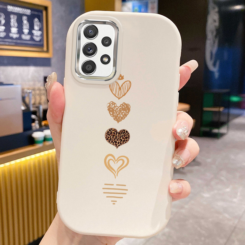 เคสสำหรับ Samsung A23 4G A23 5G A13 4G เคสโทรศัพท์รูปหัวใจดอกไม้กันกระแทกกลมและอ้วน