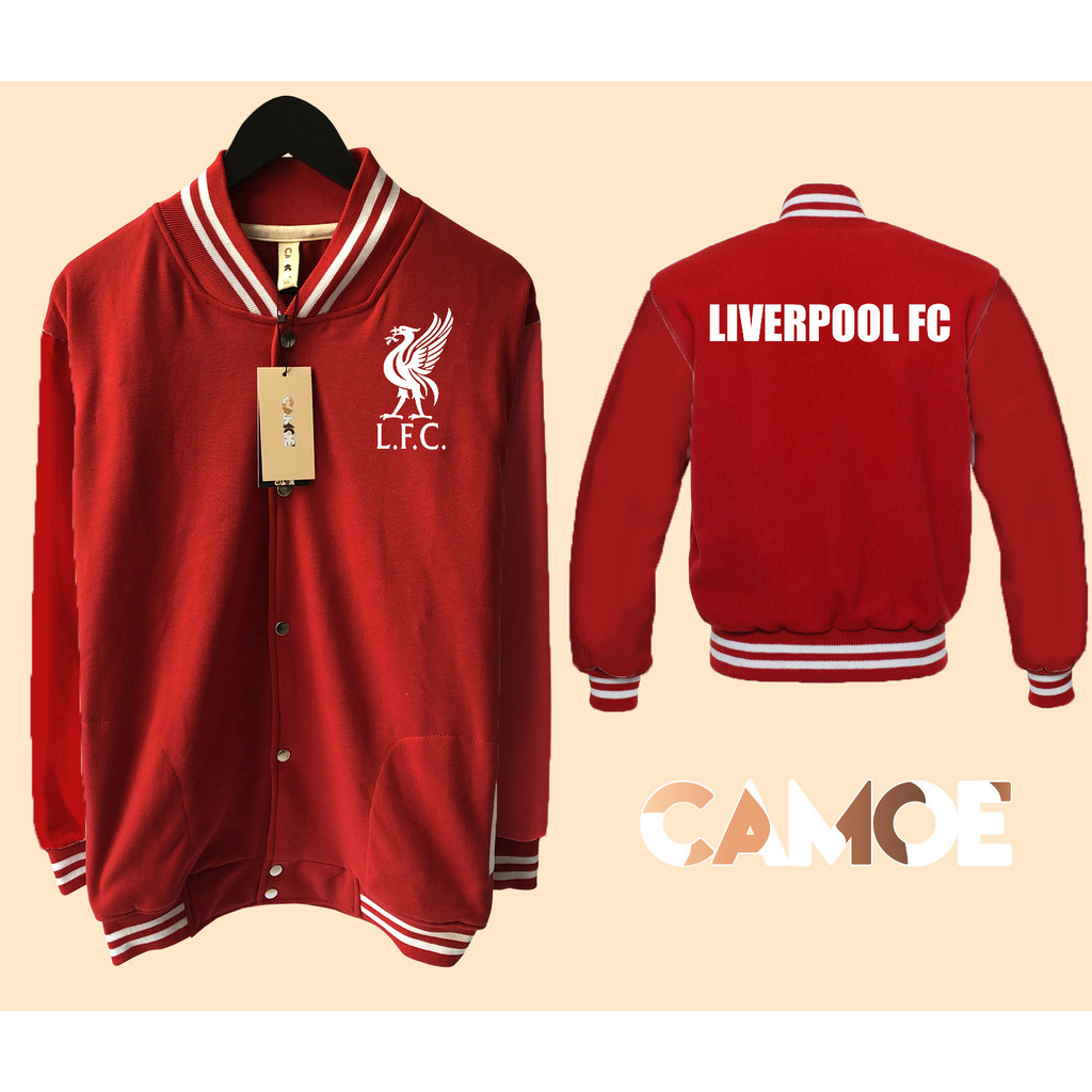 เสื้อแจ็คเก็ตเบสบอล Liverpool FC Varsity โลโก้ reds
