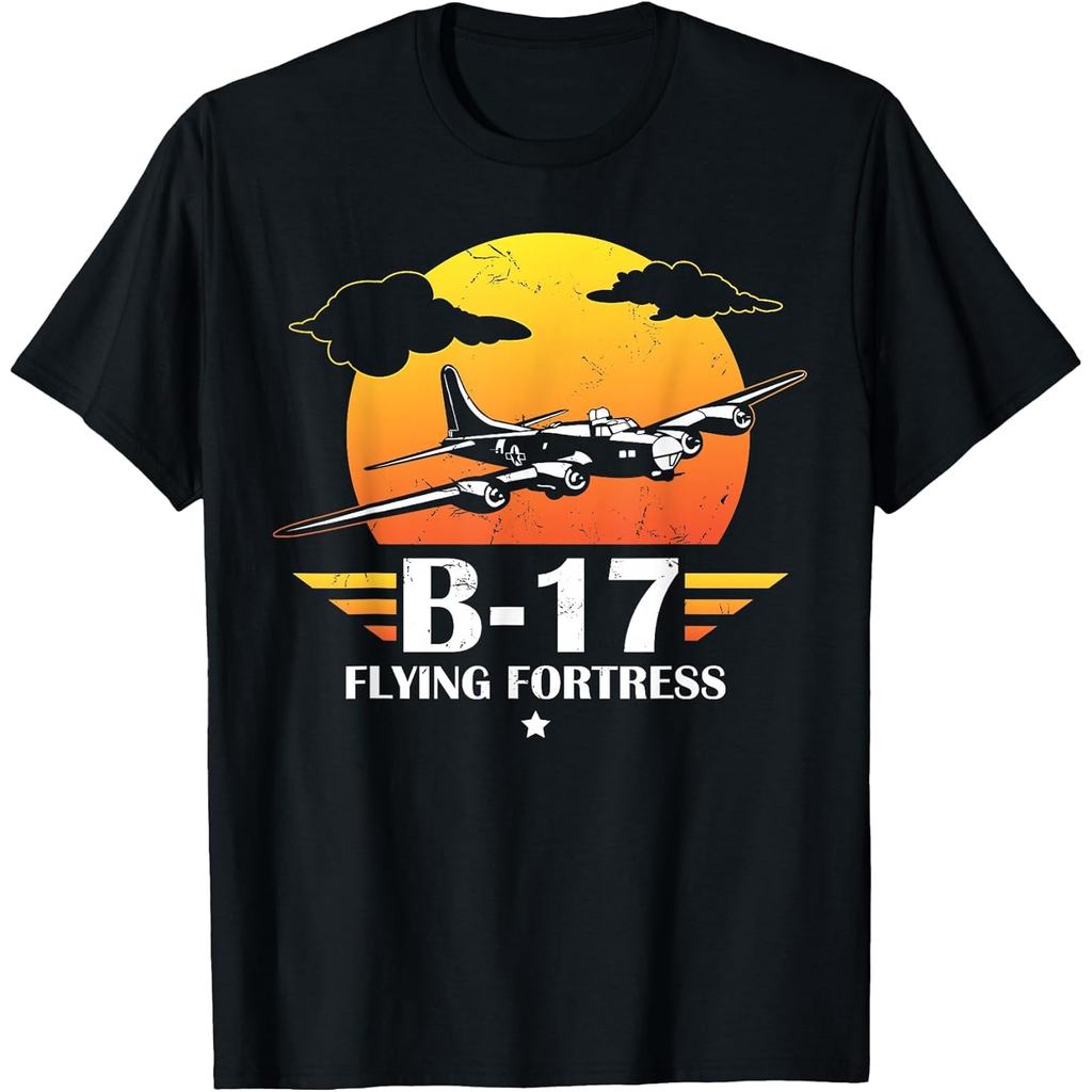 เสื้อยืดผ้าฝ้ายผู้ชาย B-17 Flying Fortress Gift, Air Force, Aviation Design T-Shirt