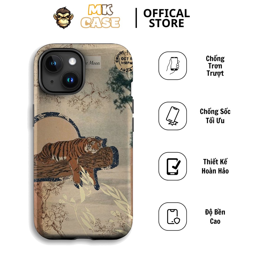 Unique Nostalgic Vintage Relaxing Tiger iPhone CASE MK CASE ป้องกันกล้อง
