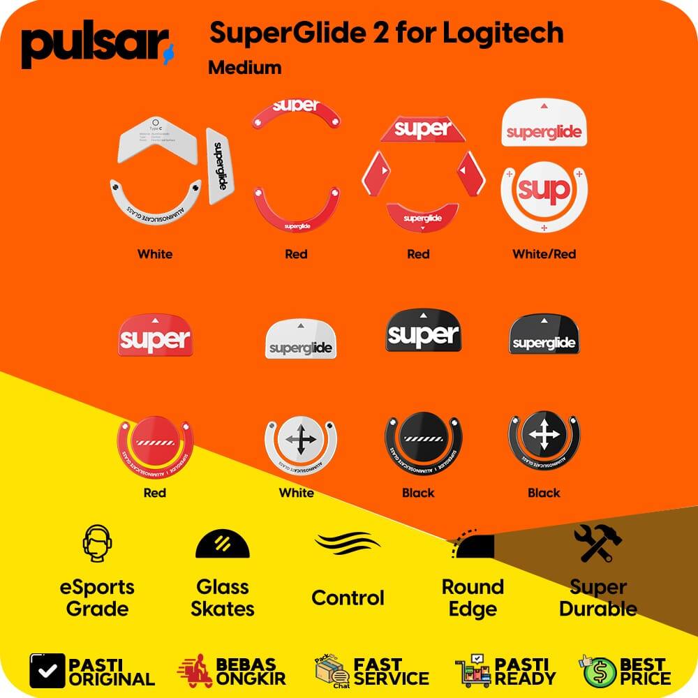 อุปกรณ์เสริมเมาส์สําหรับเล่นเกม-SuperGlide Pulsar SuperGlide 2 สําหรับ Logitech Ultra Smooth Low Fri