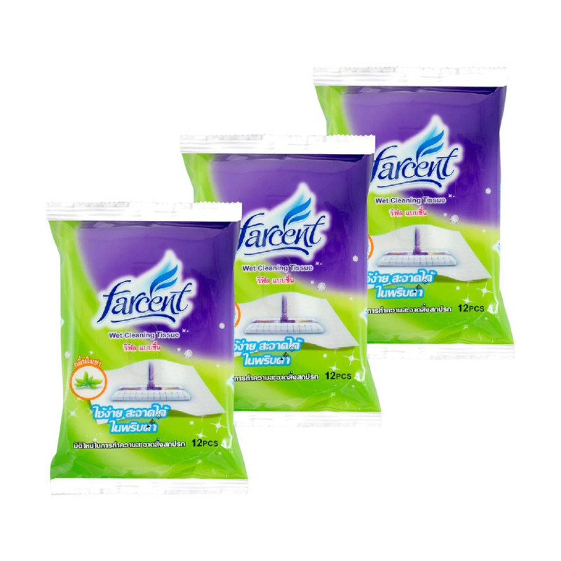 [3 ชิ้น] ฟาร์เซ็นท์รีฟิลไม้ถูพื้น - Farcent Cleaning Tissue เปียก-ใบชา 4710731921999