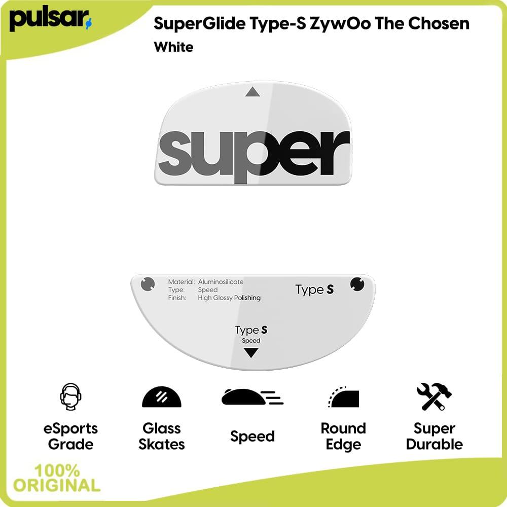 อุปกรณ์เสริมเมาส์สําหรับเล่นเกม SuperGlide Type-S ZywOo Chosen สีขาว Ultra Smooth Low Friction Glass