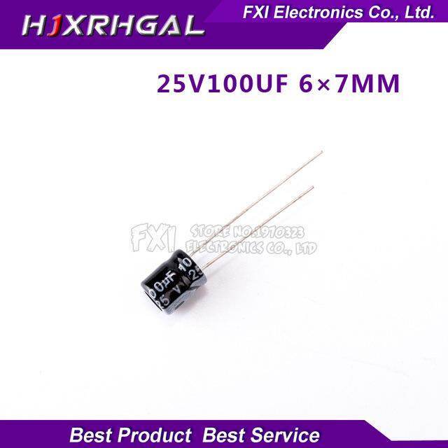 50pcs 100uF 25V 25V100UF 100uF25V 6*7 มม. Through Hole Electrolytic Capacitor ใหม่เดิม