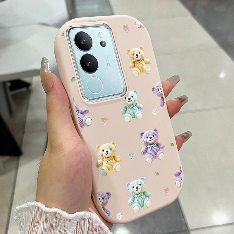เคสสำหรับ VIVO V29 5G V29 Pro 5G V29E เคสโทรศัพท์หมีแมวขนมหวานกันกระแทกกลมและอ้วน