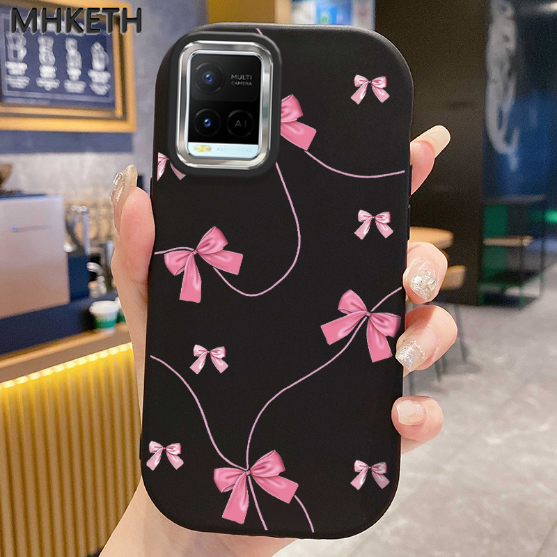 MHKETH เคสสำหรับ VIVO Y21 Y21t Y21s Y21e Y21a Y22 Y22s Y33s Y33t เคสโทรศัพท์มือถือสำหรับผู้หญิงลายโบว์สั่งทำพิเศษ