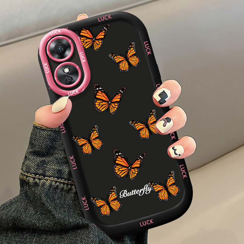 เคสสำหรับ OPPO A17 A17K เคสโทรศัพท์ผีเสื้อซิลิโคนกันกระแทก