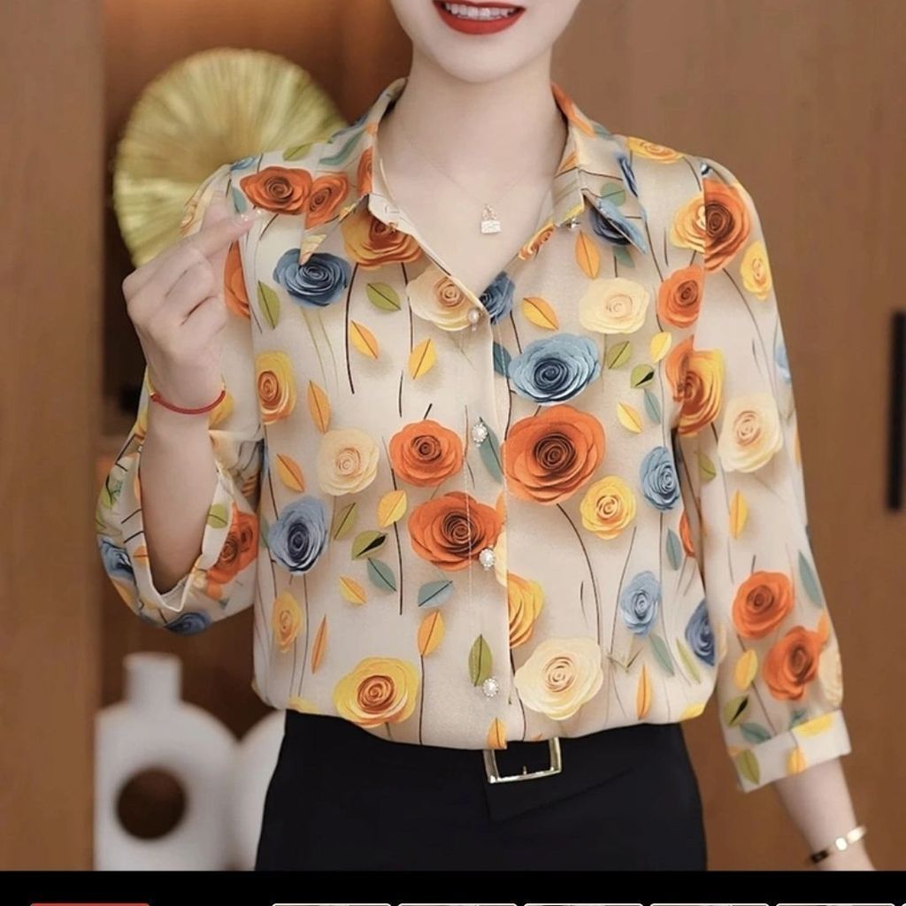 เสื้อแขนสามส่วนสำหรับแม่วัยกลางคน ออกแบบใหม่ ใส่สบาย เหมาะทำของขวัญในปีใหม่และฤดูใบไม้ร่วง