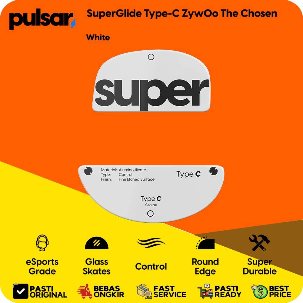 Pulsar เมาส์สําหรับเล่นเกมอุปกรณ์เสริม SuperGlide Type-C ZywOo Chosen สีขาว Ultra Smooth Low Frictio