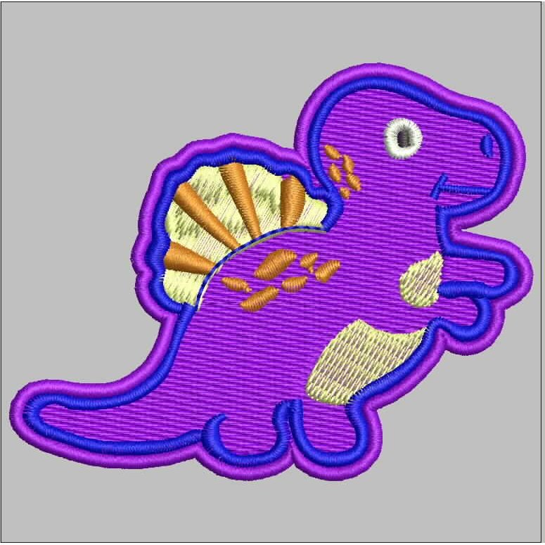CARTOON DINOSAUR DIY PURPLE PATCH EMBROIDERY โลโก้/EMBLEM/BADGE ADV-525