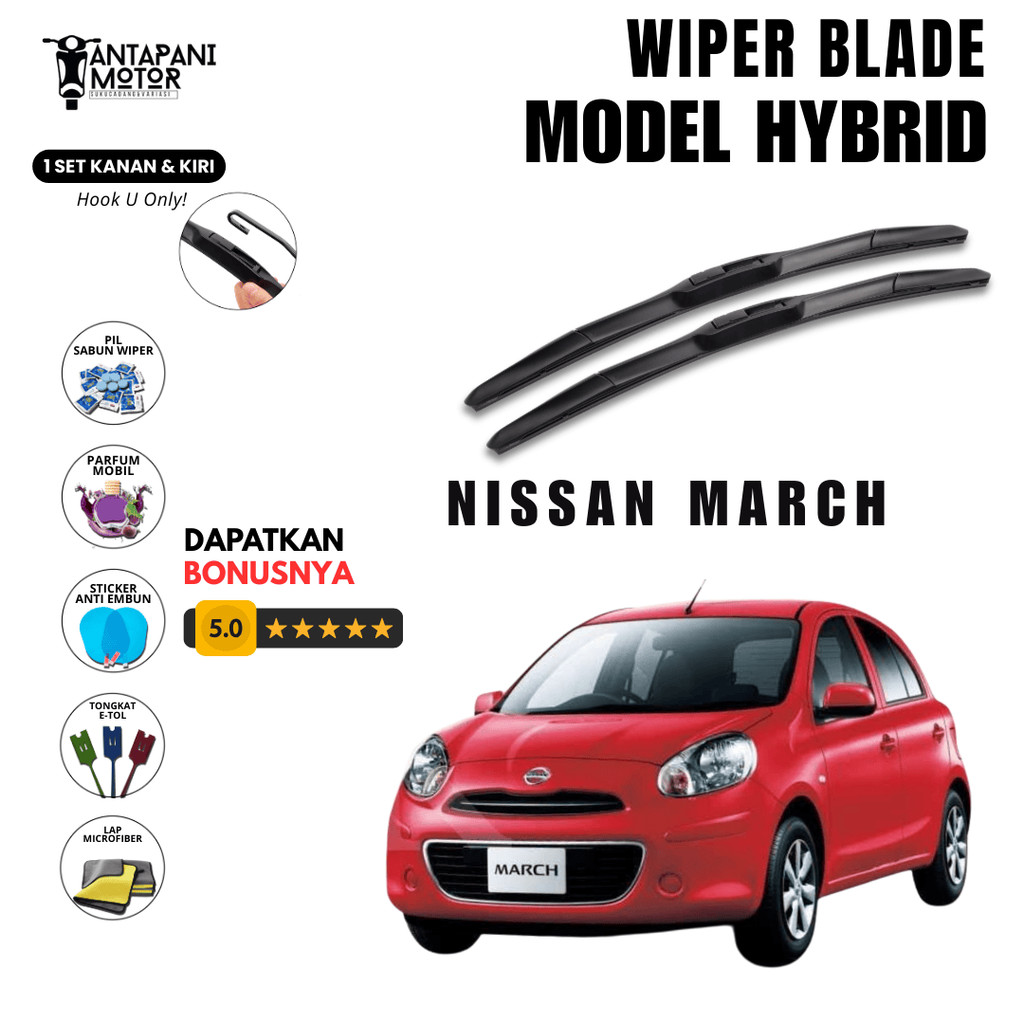 ที่ปัดน้ําฝนกระจกรถยนต์ Nissan March Hybrid ฟรี 5 โบนัส
