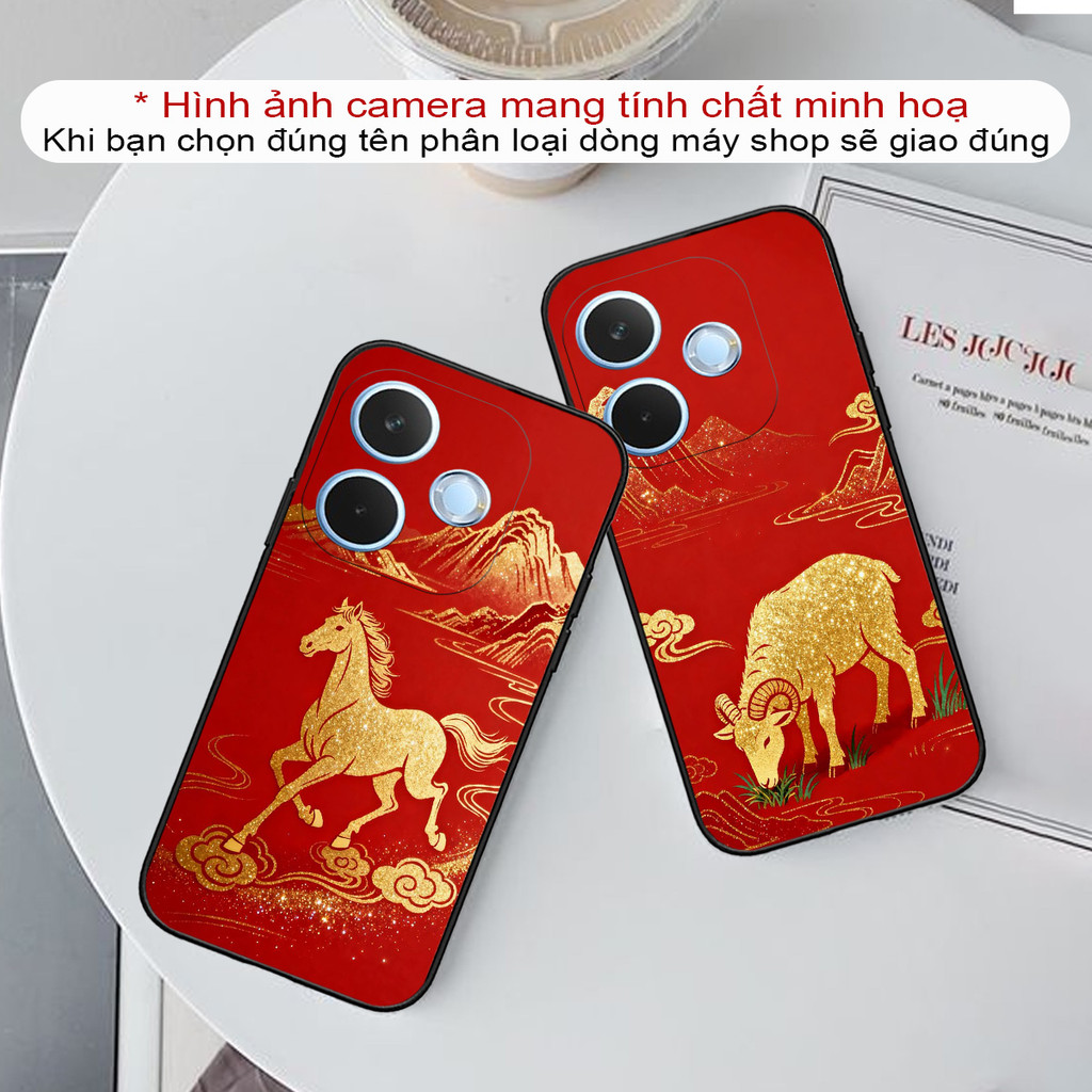 เคสแบบยืดหยุ่นสําหรับ Oppo A5 Pro 5G, A5 2025 A5i Pro ชุดยืดหยุ่น 12 สัตว์ราศี TET สีแดงนําโชค