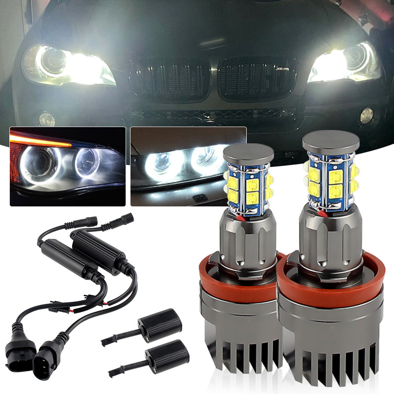 2PCS CANBUS LED Angel Eyes Marker Light H8 120W Halo แหวนหลอดไฟสําหรับ BMW 1-series E82/E87 (128i 13