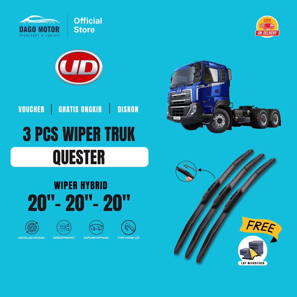 UD Trucks Quester Hybrid ที่ปัดน้ําฝนกระจกรถยนต์ฟรีผ้าไมโครไฟเบอร์
