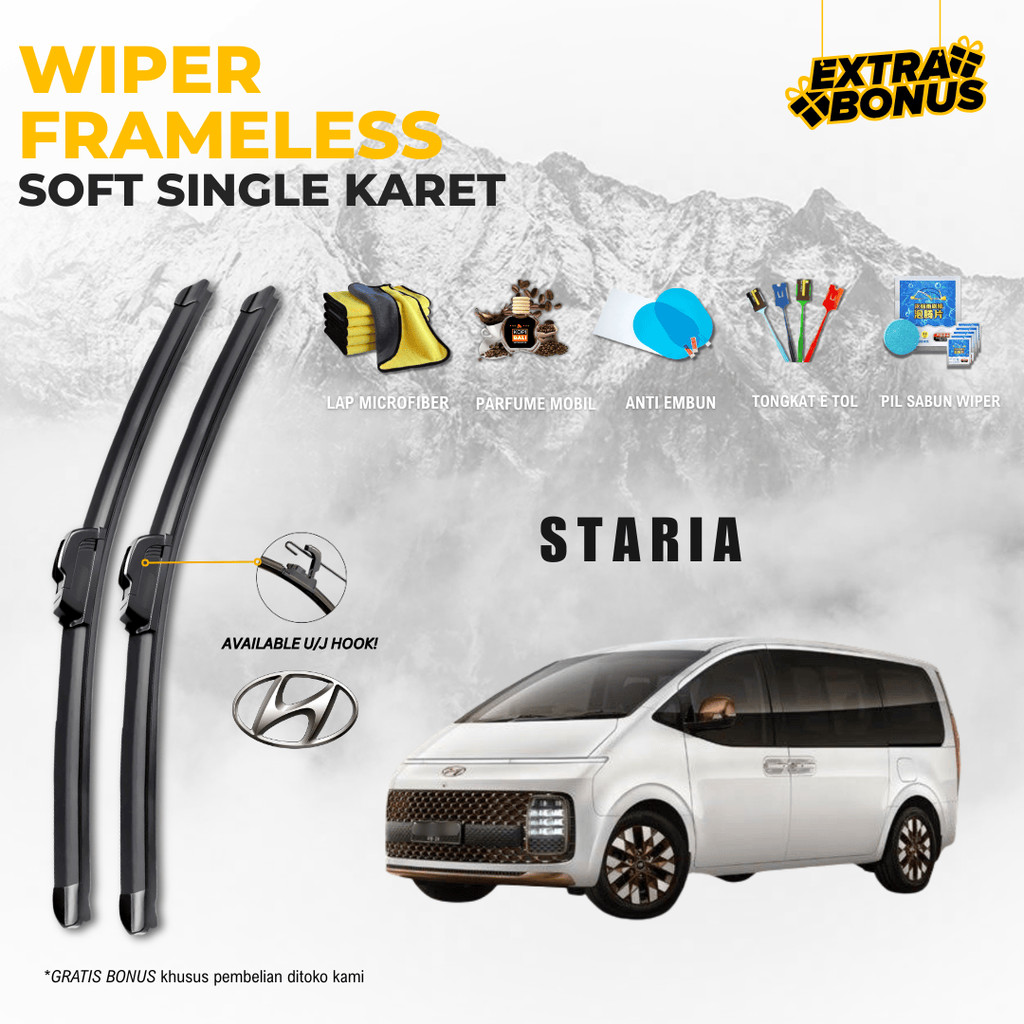 ที่ปัดน้ําฝนกระจกรถยนต์ Hyundai Staria Frameless ฟรี 5 โบนัส