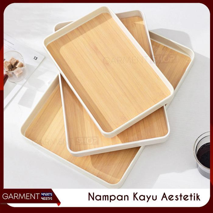 AESTHETIC WOODEN TRAY SQUARE KITCHEN TRAY FOOD COFFEE SERVING TRAY SAFE PRIVACY การจัดส่งจาน