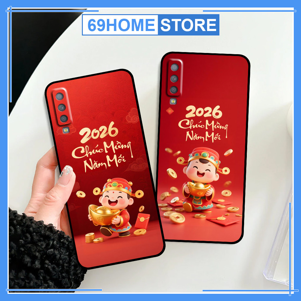 เคส Samsung A7 2018 / A9 2018 พิมพ์ลายภาพปีใหม่นําโชค