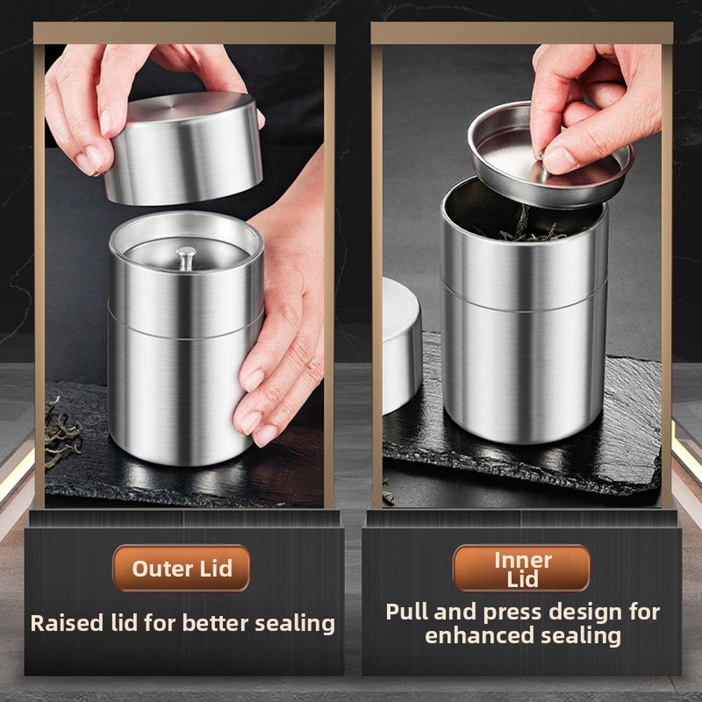 HOTAirtight 304 Stainless Steel Canister: Keep Tea, Coffee & Nuts Fresh