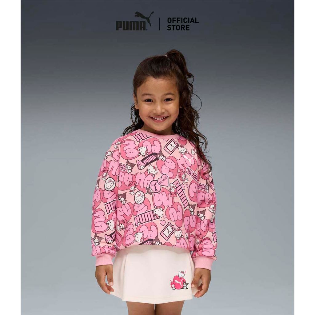 PUMA Kids เสื้อฮู้ดลายกราฟิก PUMA x HELLO KITTY AND FRIENDS สำหรับเด็ก สีชมพู - 63238733