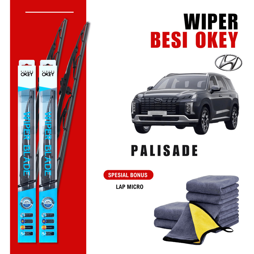 Hyundai Palisade Conventional ที่ปัดน้ําฝนกระจกรถยนต์ฟรีผ้าไมโครไฟเบอร์