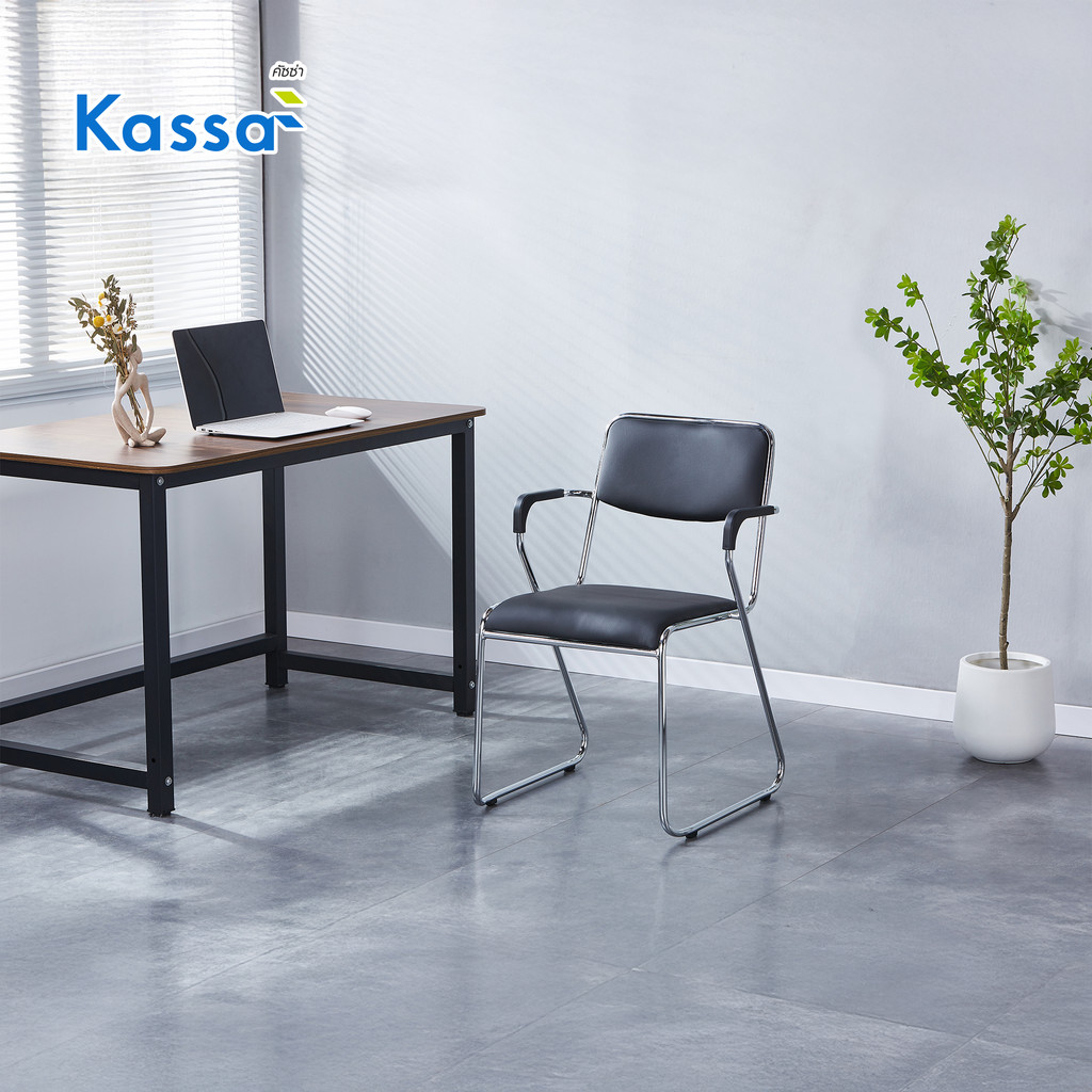 เก้าอี้พักคอยมีท้าวแขนหนัง PU KASSA รุ่น C-116 สีดำ รูปที่ 6