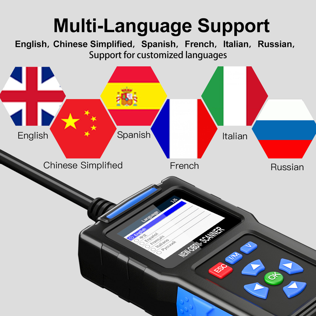 Crth OBDII เครื่องสแกนเนอร์เครื่องมือวินิจฉัยเครื่องอ่านรหัสรถยนต์ที่มีโหมดฟังก์ชั่น 6, 8 อ่านที่ชัด