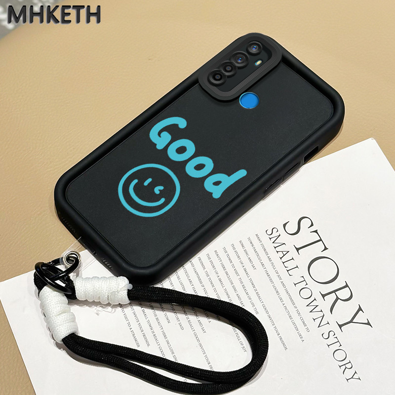 MHKETH เคสสำหรับ Realme 5 Pro 5i 5s 6i C3 C3i Narzo 10 Narzo 10A Narzo 20A เคสโทรศัพท์แขวนเชือกคู่รักยิ้มโชคดี