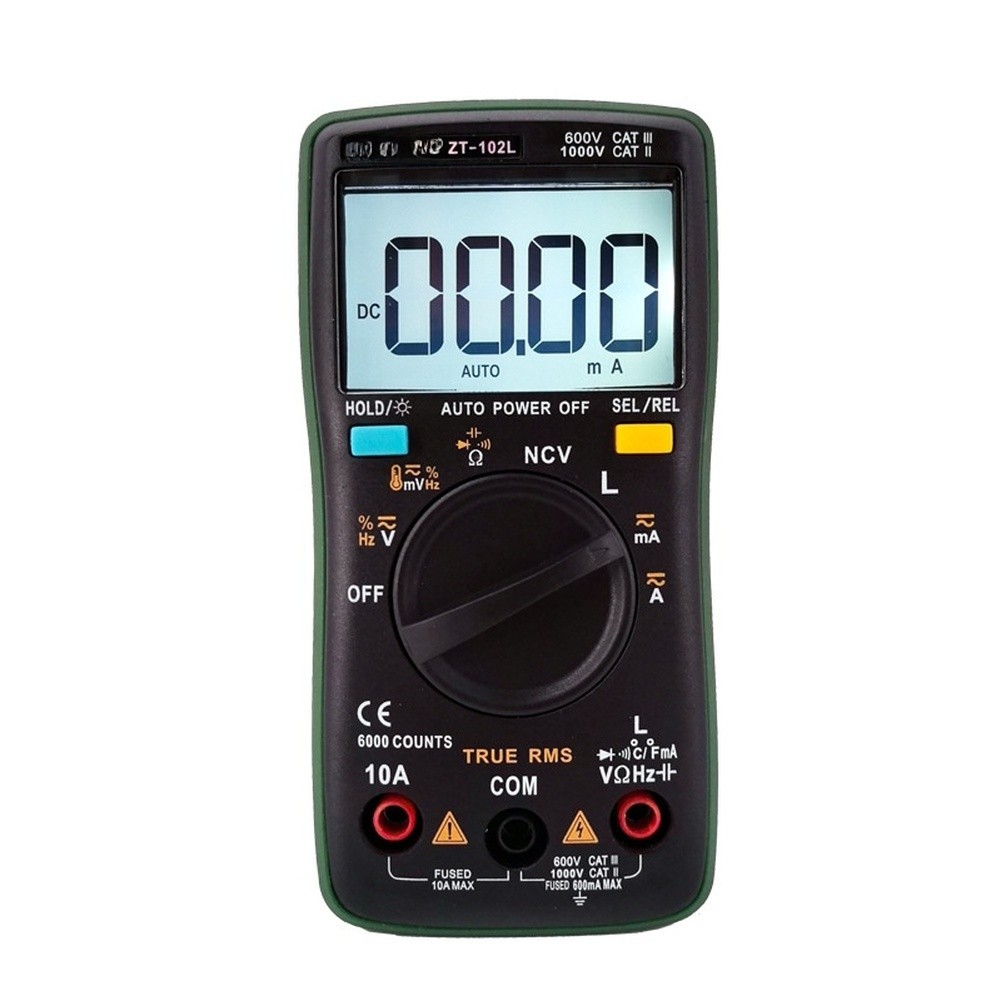 BUMKFM ZT-102L มัลติมิเตอร์มิเตอร์ตัวเก็บประจุไฟฟ้าแบบดิจิตอลเครื่องวัดความต้านทานแอมป์มิเตอร์