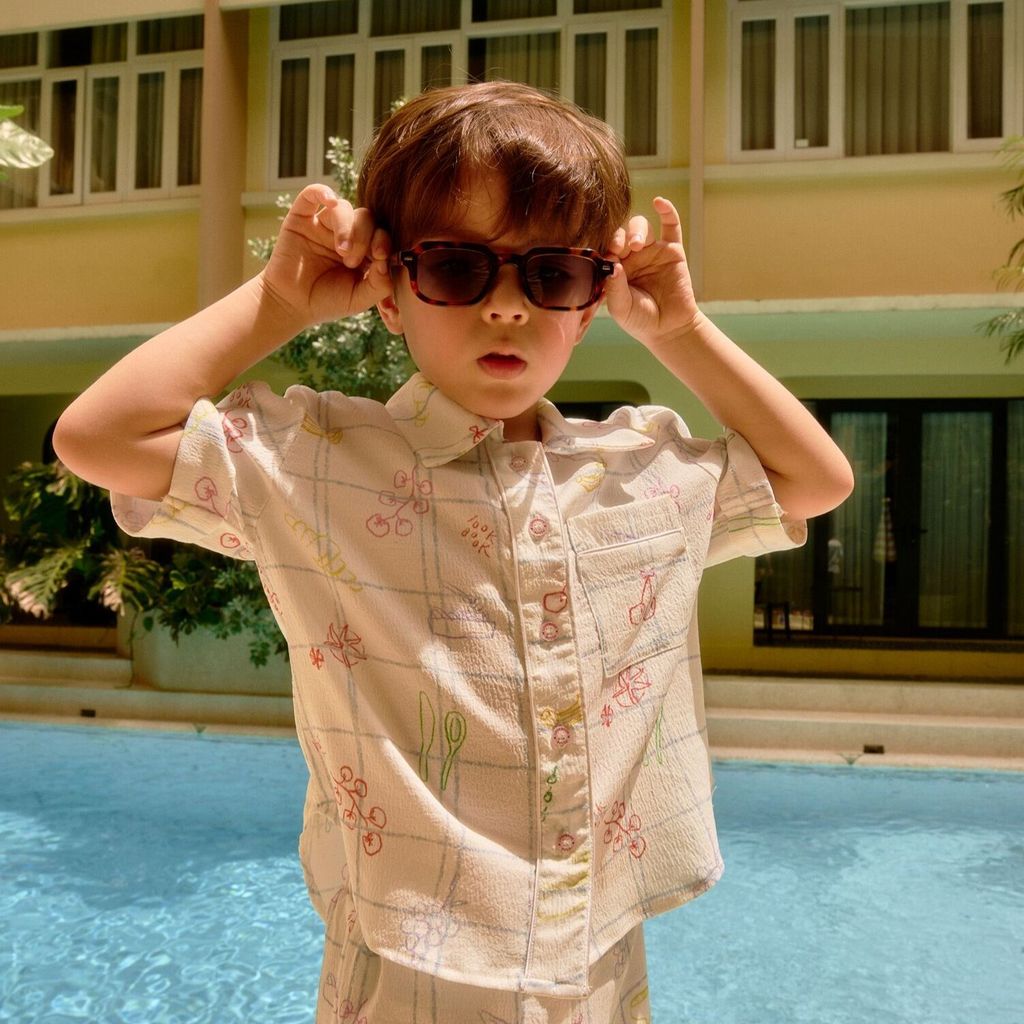 lookbookpetite baking shirt lookbook's recipe เสื้อเชิ้ตแขนสั้นเด็กผู้ชาย และผู้หญิง พิมพ์ลาย