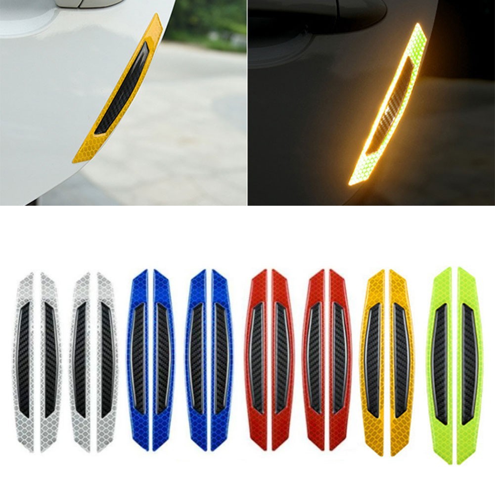 [SNUG] 4PCSสะท้อนแสงWarn Stripsกันชนรถยนต์สติ๊กเกอร์สะท้อนแสงDecalsความปลอดภัย