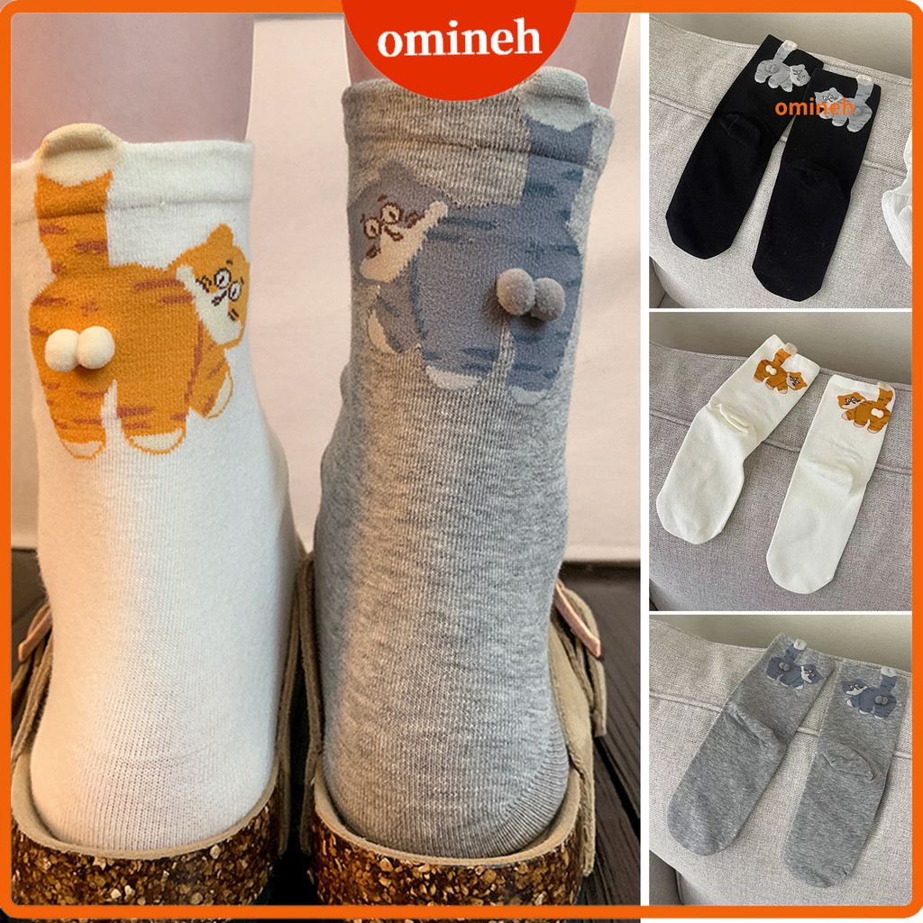 [omineh] ถุงเท้าแมวพร้อมลูกบอลถุงเท้าบอลแมวตลกยืดถุงเท้าลูกเรือน่ารักถุงเท้าลําลองวันเกิดคริสต์มาสสํ