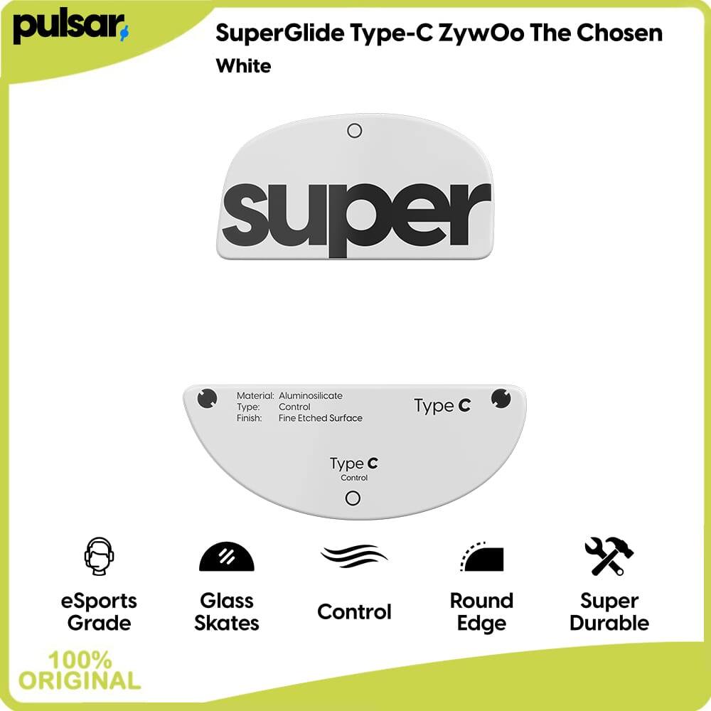 Pulsar เมาส์สําหรับเล่นเกมอุปกรณ์เสริม SuperGlide Type-C ZywOo Chosen สีขาว Ultra Smooth Low Frictio
