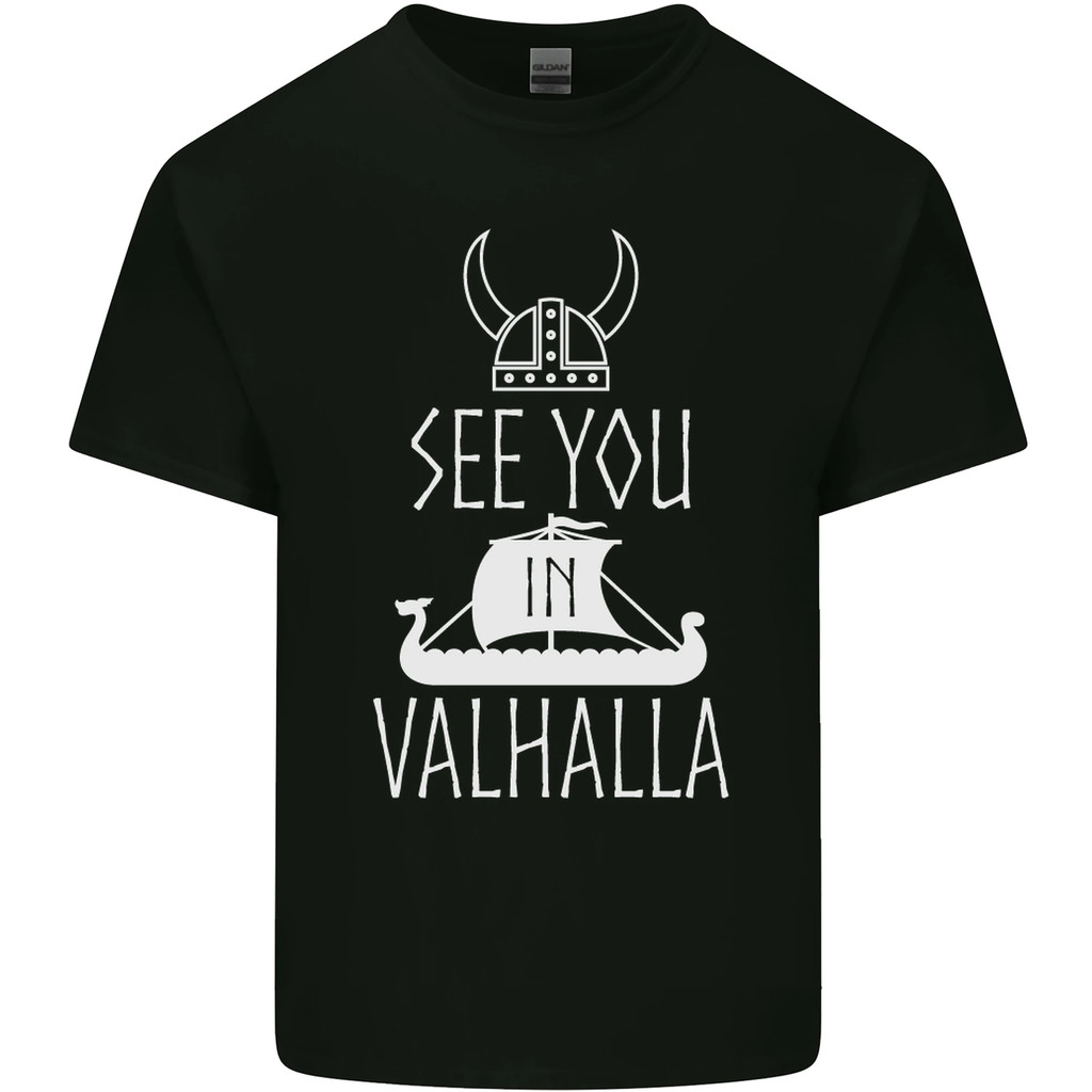 2026 เสื้อยืดผู้ชาย See You in Valhalla The Vikings Nose Odin Mens Cotton T-Shirt
