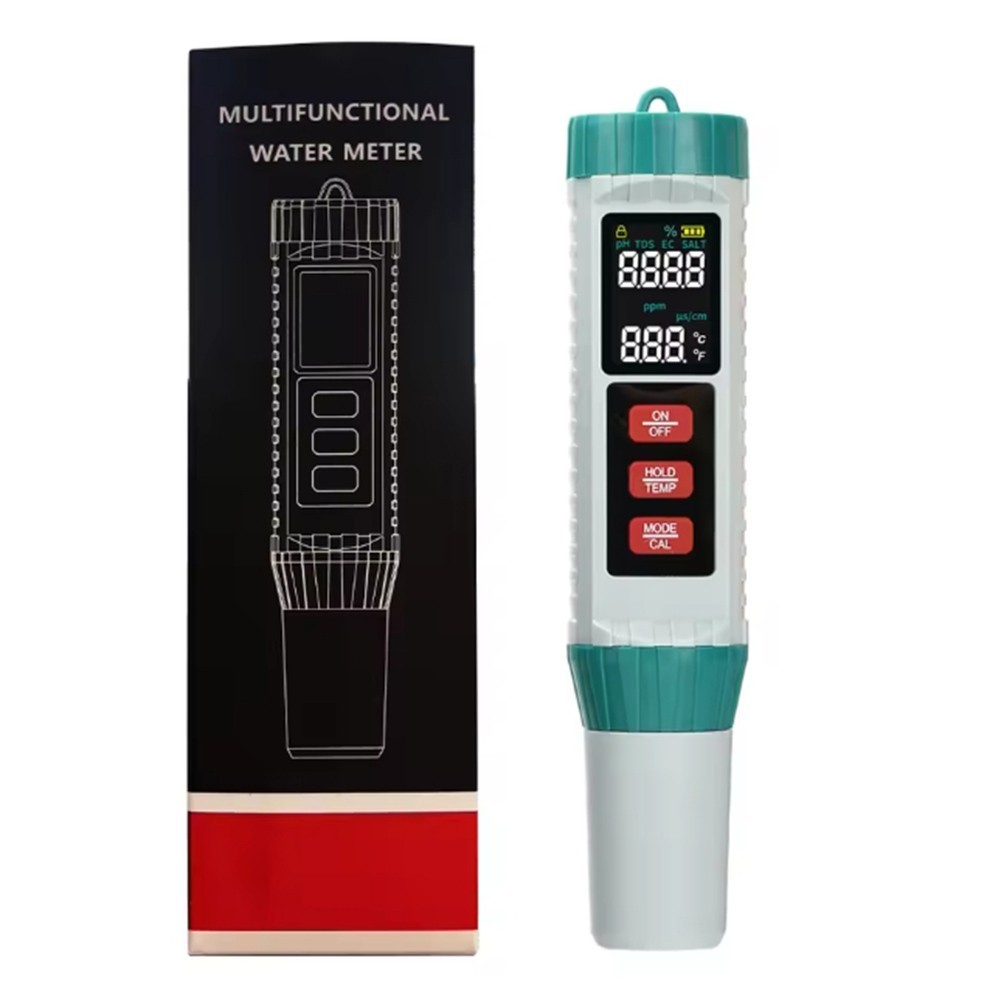 <SP-RAB>PH meter 5 in 1 พร้อมเครื่องทดสอบ pH LCD เครื่องทดสอบคุณภาพน้ําน้ําดื่มว่ายน้ํา